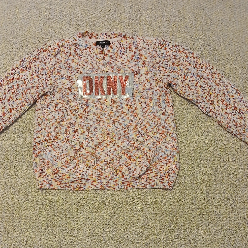 DKNY Multicolor Sweater with Logo Flawed